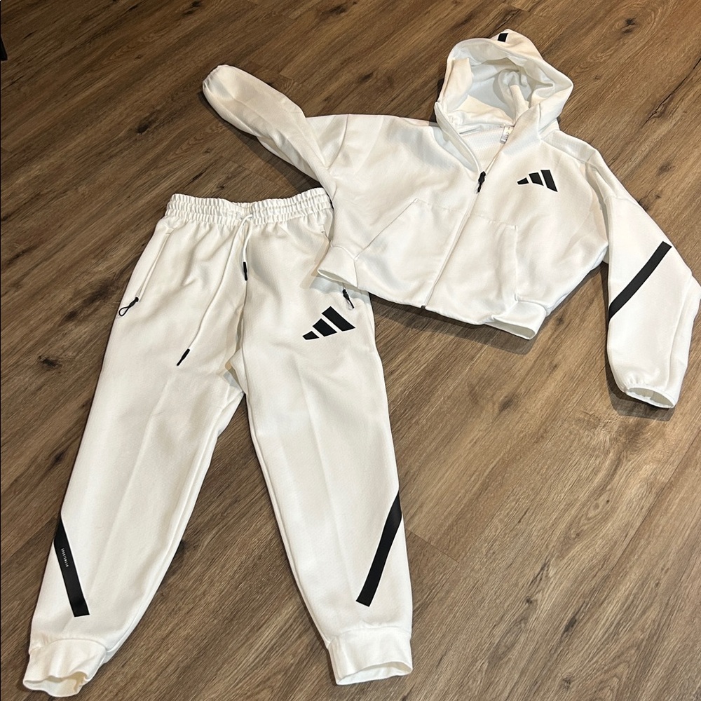 Adidas White Tracksuit with Black Details